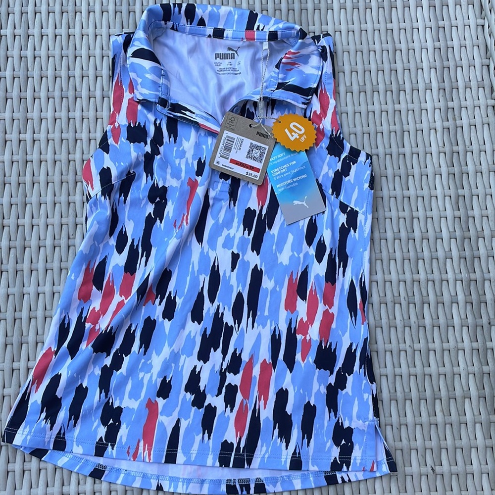 🏌🏼‍♀️ NWT- PUMA KIDA Cloudspun Sleeveless Golf Polo w/UPF40 Size XS-P